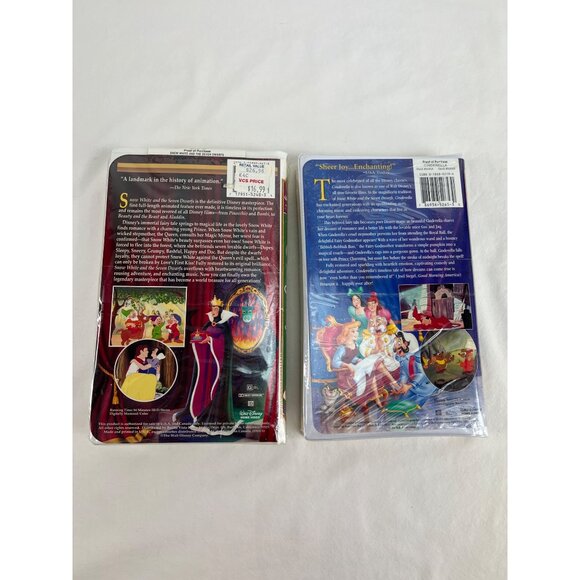 Disney Masterpiece VHS Snow White & The Seven Dwarfs & Cinderella Sealed Collect - Picture 3 of 7